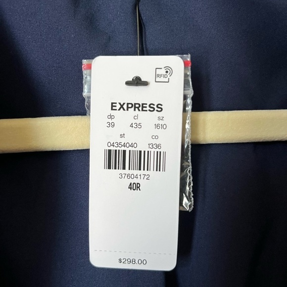 Express Mens Size 40 Regular Slim Fit Dusty Blue 4 Way Stretch Blazer NWT - Picture 4 of 9